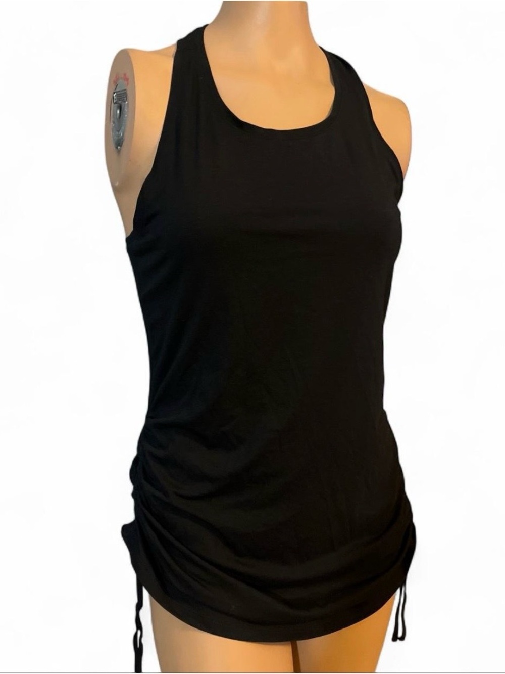 Athleta Black Racerback Tank with Side Drawstrings